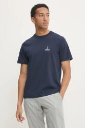 Abercrombie & Fitch pamut póló sötétkék, férfi, nyomott mintás, KI123-4189 - sötétkék XL