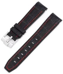  Curea din silicon textură crocodil cu cusătură roșie 22mm