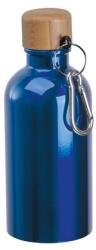 Kulacs alumínium 400ml-es, karabínerrel, bambusz kupakkal, kék
