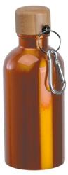 Kulacs alumínium 400ml-es, karabínerrel, bambusz kupakkal, narancssárga