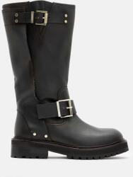 AllSaints bőr csizma Tay Biker Boot fekete, női, lapos talpú, W026FA - fekete Női 40