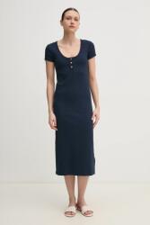 Tommy Hilfiger ruha sötétkék, midi, testhezálló, WW0WW43864 - sötétkék S - answear - 46 990 Ft