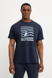 Helly Hansen pamut póló SHORELINE sötétkék, férfi, nyomott mintás, 54601 - sötétkék S