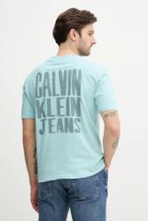 Calvin Klein Jeans pamut póló türkiz, férfi, nyomott mintás, J30J327523 - türkiz M