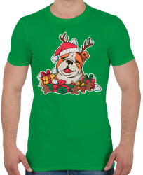 printfashion Karácsonyi bulldog - Férfi póló - Zöld (16981019)