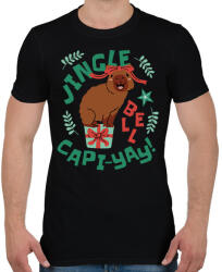 printfashion Karácsonyi capybara - Férfi póló - Fekete (17133559)