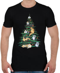printfashion Karácsonyi macskák - Férfi póló - Fekete (17000795)
