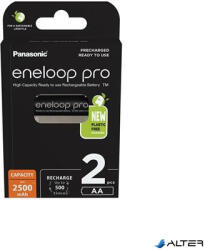 Panasonic Tölthető elem, AA ceruza, 2x2500 mAh Ni-MH, PANASONIC "Eneloop Pro (BK3HCDE-2BE-N)