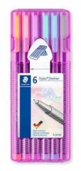 STAEDTLER Tűfilc készlet, 0, 3 mm, STAEDTLER "Triplus® 334", 6 különböző pasztell szín (ts334sb6pa) - irodaszer