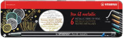 STABILO Rostirón készlet, fém doboz, 1, 4 mm, STABILO "Pen 68 metallic", 6 különböző szín (6806/8-32)