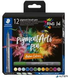 STAEDTLER Ecsetirón készlet, STAEDTLER "Pigment brush 371", 12 különböző természeti szín (371 C12-3) - alter
