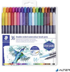 STAEDTLER Ecsetirón készlet, 0, 5-0, 8/1, 0-6, 0 mm, kétvégű, STAEDTLER "3001", 36 szín (3001 TB36) - alter