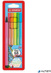 STABILO Rostirón készlet, 1 mm, STABILO "Pen 68", 6 neon szín (6806-1) - alter