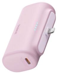 Baseus compact os vésztöltő type-c aljzat, 5000mah, 20w, pd gyorstöltő, lightning csatlakozó + type-c kábel, rózsaszín (P10068307413-00)