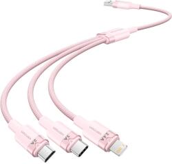 Vention USB 2.0 A Male to 3in1 USB-C, Lightning, Micro-B Male 3A, 1.5 m, Alu. Alloy Type, pink (CTPPG)