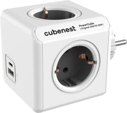CubeNest Powercube Original USB PD 20W, A+C, 4x aljzat, fehér/szürke - Schuko