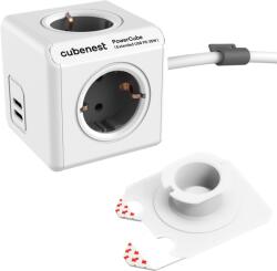 CubeNest Powercube Extended USB PD 35W, 2xUBS-C, 4x aljzat, 1, 5 m, fehér/szürke - Schuko