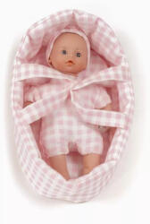 Paola Reina Minikane Tea baba világos szemekkel és kockás hordozóval