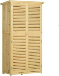 Outsunny Tools Kültéri vízálló fa kerti szerszámtároló szekrény 87 x 46, 5 x 160 cm (845-215BN)