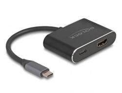 Delock USB-C -> HDMI 2.1 USB-C M/F adapter 0.1m fekete DP Alt Mode, Power Delivery 100W (64199) (64199)