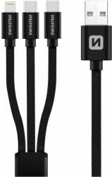 SWISSTEN Textile 3in1, 1, 2m, fekete (72501103)