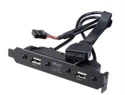 Akasa USB 3.1 Gen 1 Type-C PCI-hez kettős USB 2.0 Type-A-val / AK-CBUB53-40BK (AK-CBUB53-40BK)