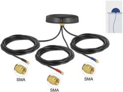 Delock Többszárú LTE UMTS GSM GNSS antenna 3 db. SMA apa mindenirányú tető csatlakozással, kültéri f (12717)