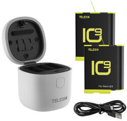 Telesin Allin Box GP-BTR-905-GY-B Telesin Vízálló Hármas Töltő GoPro Hero 9 / Hero 10 + 2 Akkumulátorhoz