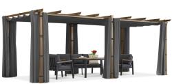 Garden Point Barbados terasz pergola 3x6 m, Garden Point fa-antracit függönyökkel (GAP1338)
