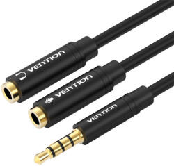 Vention BBVBY 3.5mm (male) to 2x3.5mm (female) sztereó elosztó, 30cm (Fekete) (BBVBY)