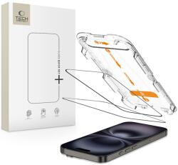 Tech-Protect 2 броя стъклени протектори за дисплей на iPhone 15 / 16 от Tech Protect Quick Set - Черни (5906302363179)