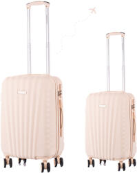 Leonardo Da Vinci Leonardo Da Vinci Kabinbőrönd Szett Számzárral, Teleszkópos Karral, Kivehető Kerekekkel - XS és S méret - Bézs (6067_set_beige)