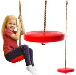  Gyerek műanyag korong hinta 175 cm-es kötéllel, 28 cm, piros (23554)