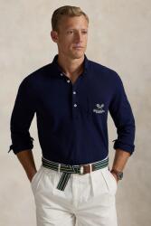 Ralph Lauren pamut hosszúujjú sötétkék, sima, 710970484 - sötétkék L