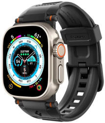 Apple Watch 4-6, SE, SE (2022) (42 / 44 mm) / Watch 7-9 (45 mm) / Watch 10 (46 mm) / Watch Ultra 1-2 (49 mm), szilikon pótszíj, állítható, karbon minta, Spigen Rugged Ultra, mintás/fekete