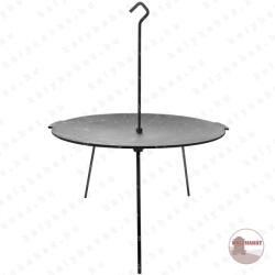 Kályhaház 3 Lábú Öntöttvas Grilltárcsa / Sütőtárcsa, Akasztóval - Ø 52 cm - Enyhén íves, kerek