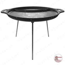 Kályhaház 3 Lábú Öntöttvas Pecsenyesütő / Szeletsütő - Ø 43 cm - Mély, bordás, sík felületű