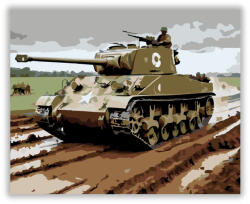  Sherman Tank Csata Közben - számfestő készlet