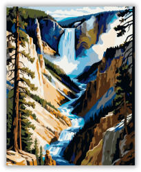  Yellowstone Nemzeti Park Vízesése - számfestő készlet