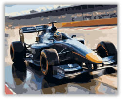  Kék Formula 1 Versenyautó a Kanyarban - számfestő készlet