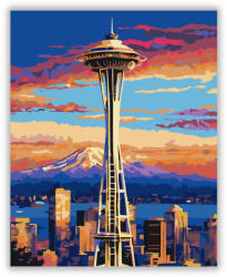  Space Needle Seattle Naplementében - számfestő készlet