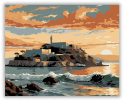  Alcatraz Sziget Naplementében - számfestő készlet