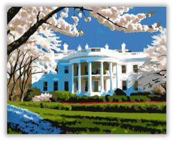  Fehér Ház Tavaszi Virágzásban - számfestő készlet