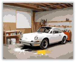 Számfestő Fehér Klasszikus Porsche a Műhelyben - számfestő készlet (crea6573)