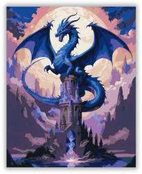 Számfestő Kék Sárkány a Kristálytorony Körül - számfestő készlet (crea7451)