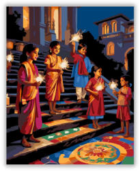 Számfestő Diwali Éjszaka Gyerekekkel - számfestő készlet (crea7032)