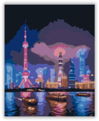  Shanghai Éjszakai Fényei - számfestő készlet