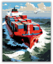  Konténerhajó a Nyílt Tengeren - számfestő készlet