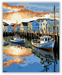  Halászhajók a Kikötőben - számfestő készlet
