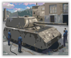  Nagy Harckocsi Gyárudvaron - számfestő készlet